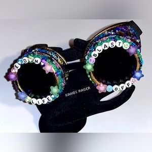 Rhinestone Rave Kandi Goggles, Bedazzled, EDC Wear, EDM Festival Accessories